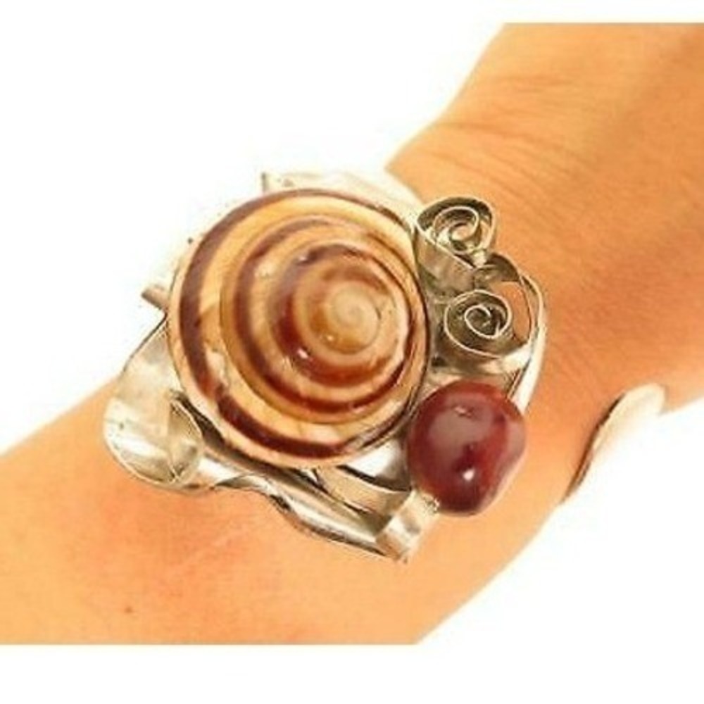 Special Artisan‎ Made Vintage Large Silver Plated Shell Spoon Cuff Bracelet*F414